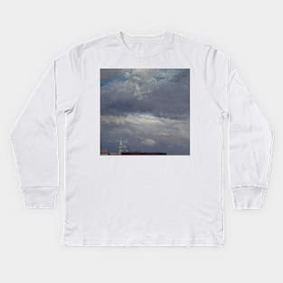 Stormclouds over the Castle Tower in Dresden by Johan Christian Dahl Kids Long Sleeve T-Shirt
